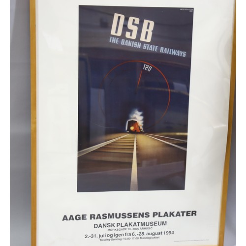 1667 - AAGE RASMUSSEN, a 1990s' Poster Museum print of Danish State Railway of 1937 original, framed, 102 x... 