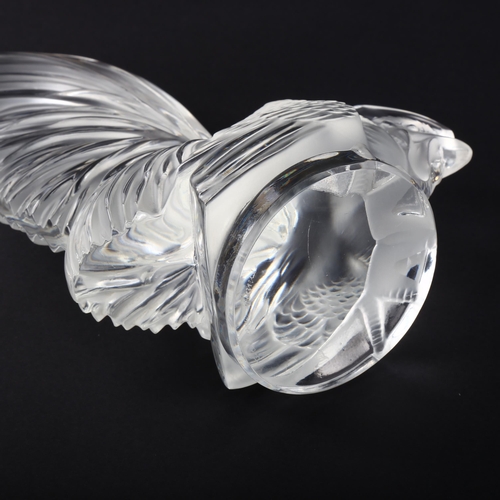 1032 - RENE LALIQUE - a frosted and clear glass cockerel, height 20cm, engraved signature