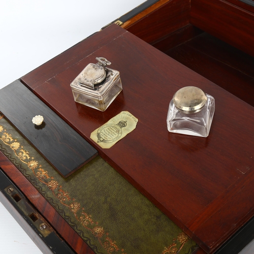 1038 - A 19th century coromandel writing box, with fitted interior, inkwells and secret compartment, length... 