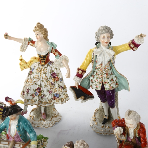 1054 - A group of 6 German porcelain figures, late 19th or early 20th century, largest height 23cm