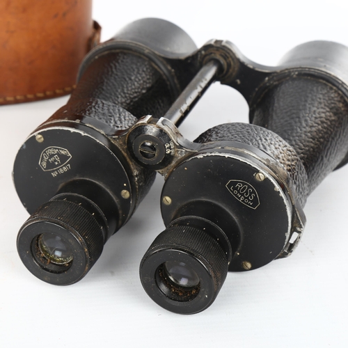 1068 - A pair of Ross military Binoprism no. 5 Mk II field binoculars, original leather case dated 1944