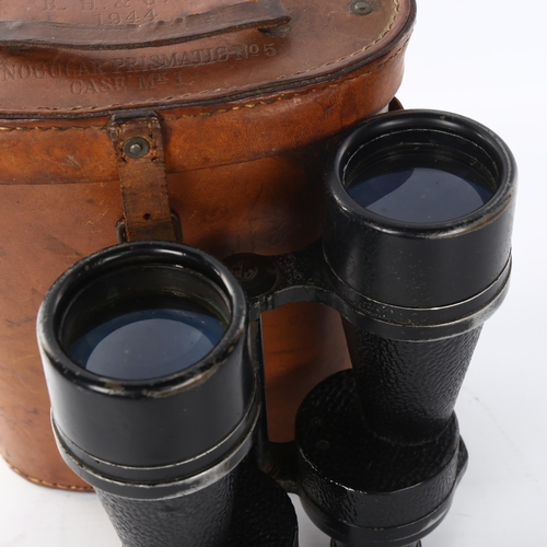 1068 - A pair of Ross military Binoprism no. 5 Mk II field binoculars, original leather case dated 1944