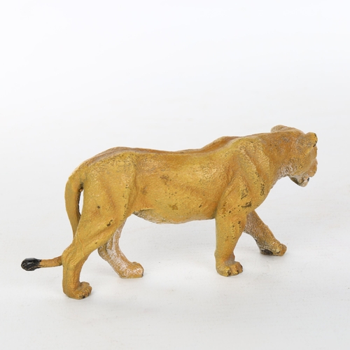 1083 - Austrian cold painted bronze figure of a lioness, no maker's marks, length 12cm