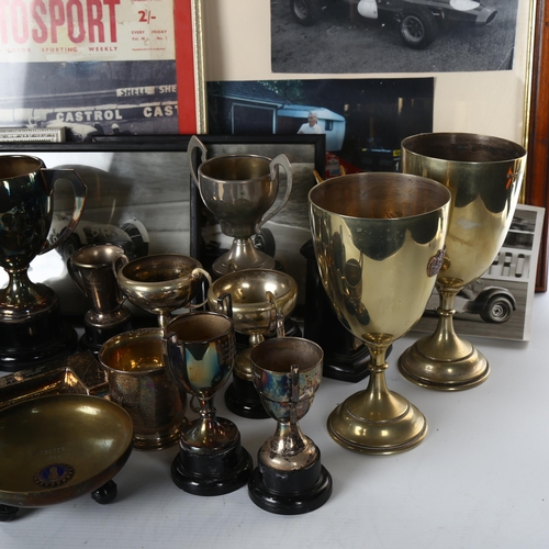 1117 - A group of motor racing memorabilia, 1950s and 60s, including 1 plaque for 2nd place in Japanese Gra... 