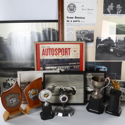 1117 - A group of motor racing memorabilia, 1950s and 60s, including 1 plaque for 2nd place in Japanese Gra... 