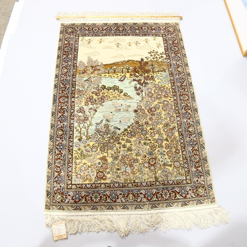 1130 - A Turkish handmade silk rug, 140cm x 93cm