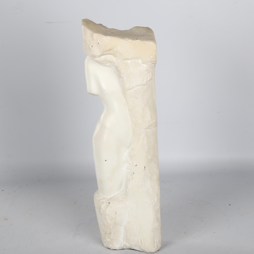 1147 - A white marble torso carving, unsigned, probably mid-20th century, length 33cm