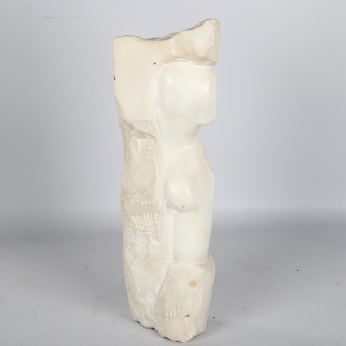 1147 - A white marble torso carving, unsigned, probably mid-20th century, length 33cm