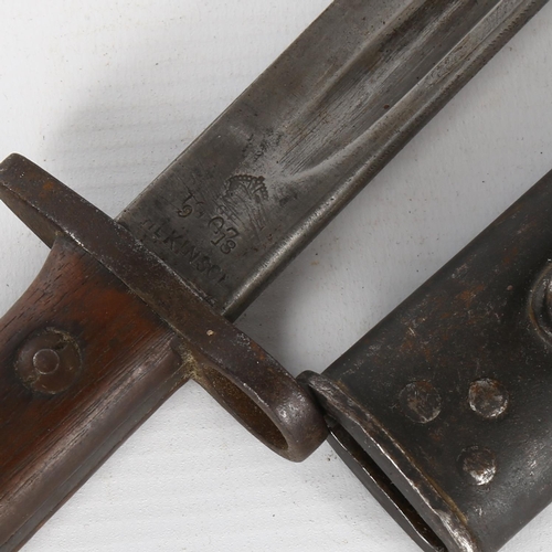 1154 - A 1907 British bayonet and scabbard, stamped RAF