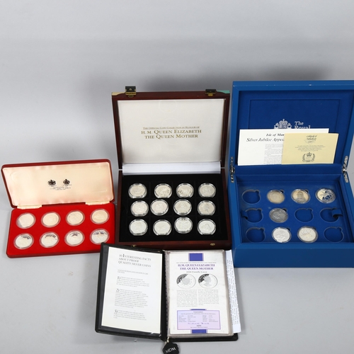 1163 - A collection of commemorative silver coins and medallions, including the Official Coin Collection in... 