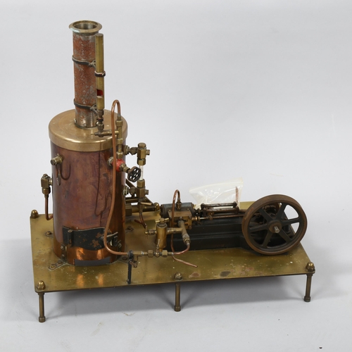 1168 - A Stuart scratch-built live steam-powered stationary engine, length 40cm