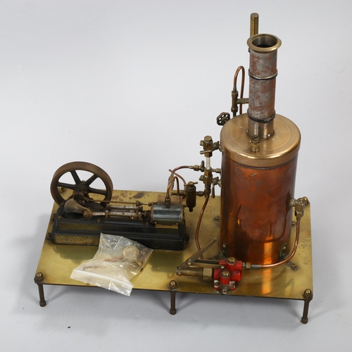 1168 - A Stuart scratch-built live steam-powered stationary engine, length 40cm