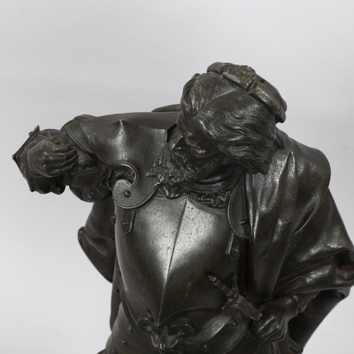 1182 - 19th century cast-metal figure of a soldier, height 62cm