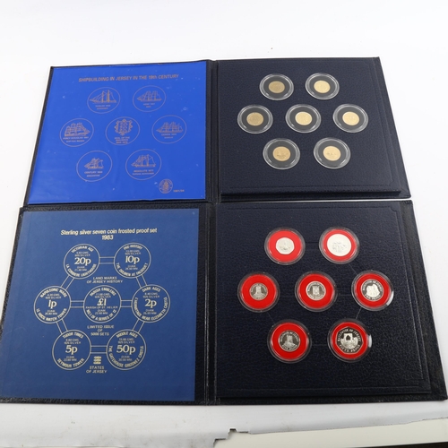 1184 - Two proof sets of Jersey coins, Silver proofs Landmarks of Jersey 1983 and Shipbuiding in Jersey £1 ... 