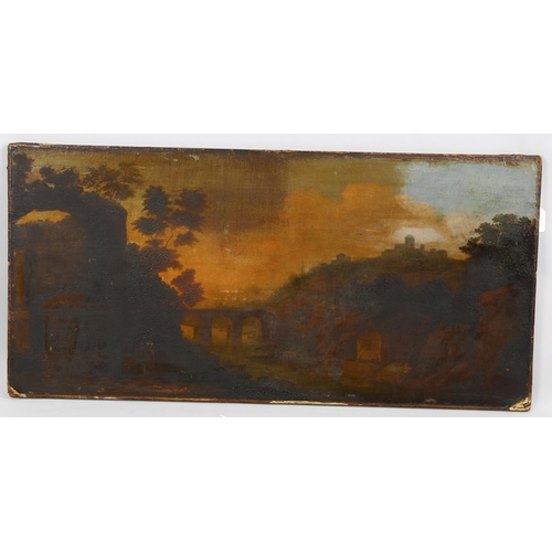 2008 - Attributed to Richard Wilson (1713/14 - 1782), oil on canvas, figure in Classical landscape, 45cm x ... 