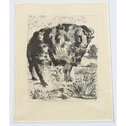 2012 - Pablo Picasso, sugarlift etching, the ram (Buffon Series), 1936/1942, on ambroise watermarked paper,... 