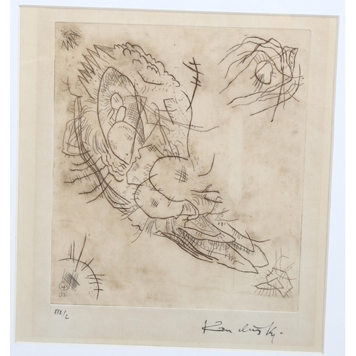 2015 - Wassily Kandinksy (1866 - 1944), proof etching, untitled abstract composition, circa 1916, signed in... 