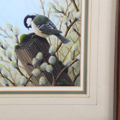 2018 - W Geoff Rollinson (born 1946), gouache, garden bird, signed, 22cm x 16cm, framed