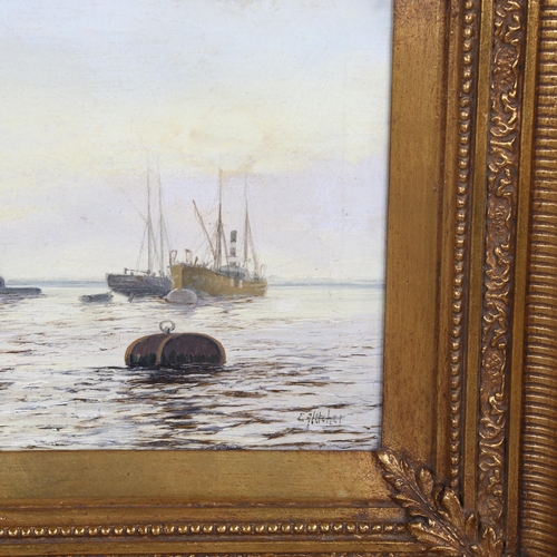 2024 - Edwin Fletcher (1857 - 1945), pair of marine oils on canvas, shipping on the Thames Estuary, both si... 