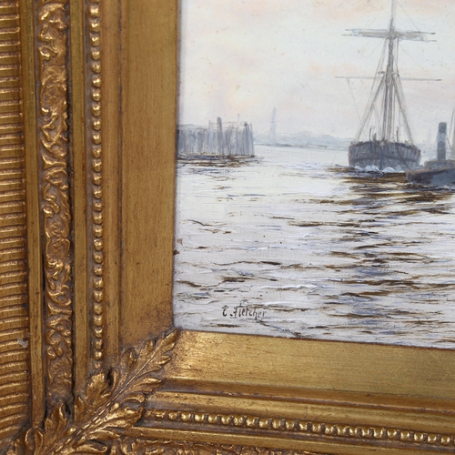 2024 - Edwin Fletcher (1857 - 1945), pair of marine oils on canvas, shipping on the Thames Estuary, both si... 