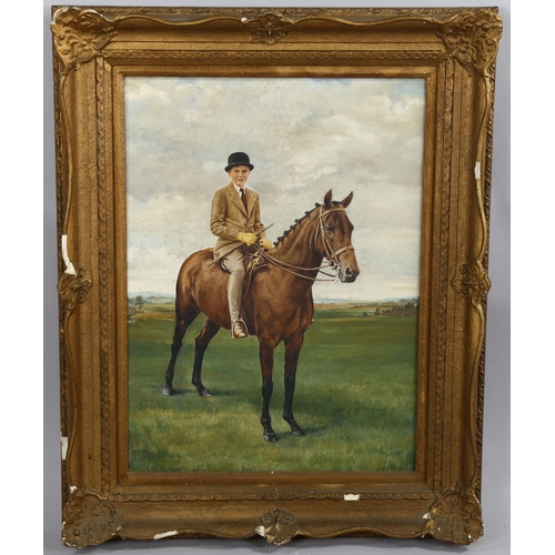 2026 - M Weirs, oil on canvas, portrait of a horse and rider (Cherry Ripe and Guy Rimmell), signed, 61cm x ... 