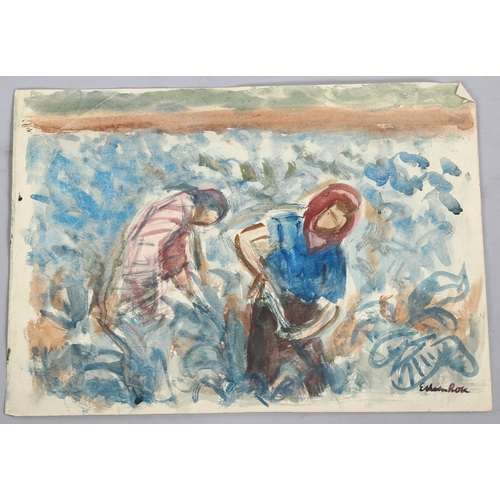 2027 - Eileen Rose (born Dunedin New Zealand 1909, died 1902), watercolour, field workers, signed, 10