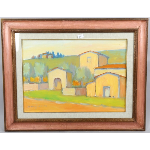 2037 - Dino Migliorini (1907 - 2005), oil on canvas, Continental buildings, signed and titled verso, 50cm x... 