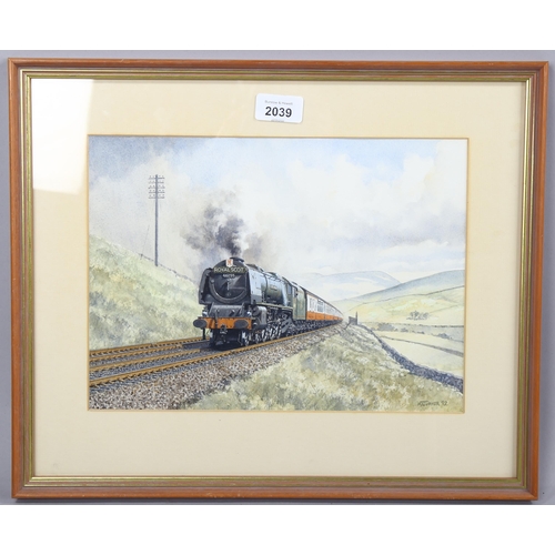 2039 - Mike Turner, watercolour, steam locomotive Royal Scot, signed and dated 1992, 22cm x 31cm, framed