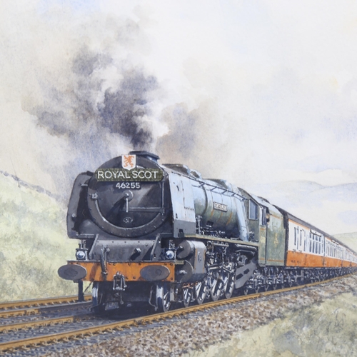 2039 - Mike Turner, watercolour, steam locomotive Royal Scot, signed and dated 1992, 22cm x 31cm, framed