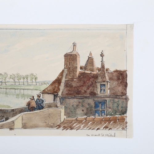 2043 - Martin Hardie, 2 watercolours, Suffolk farm, 19cm x 25cm, and On Mont St Michel, 13cm x 25cm, mounte... 