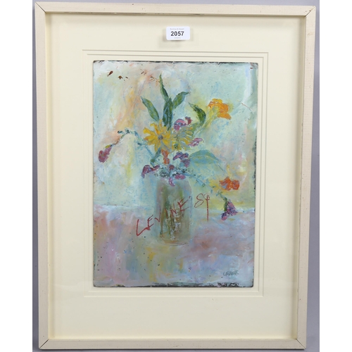 2057 - Levine, mixed media on board, still life, 1989, signed, 38cm x 27cm, framed