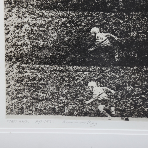 2060 - Matti Bacis (born 1933), 2 artist's proof etchings, Running Boy and Field No. II, signed in pencil, ... 