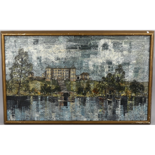 2065 - Francis Dempsey, oil on canvas, stately home, signed, 60cm x 100cm, framed