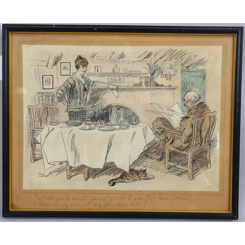 2068 - Frank Hart (1878 - 1959), ink/watercolour, cartoon illustration, signed, 24cm x 33cm, framed