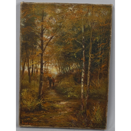 2071 - J Williamson, 19th century oil on canvas, Fairlight Glen Hastings, signed, 35cm x 25cm, framed