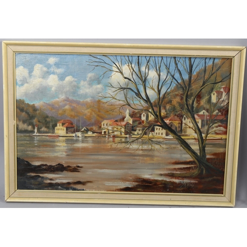 2079 - M Levy, oil on board, coastal scene, signed, 40cm x 60cm, framed