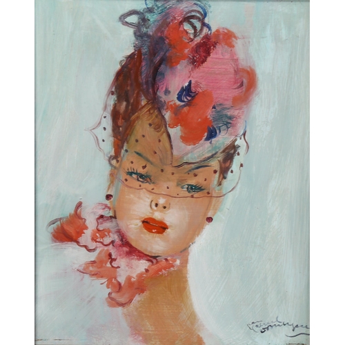 2081 - Jean Domergue, oil on board, Mola, signed and inscribed verso, with Frost & Reid label verso, 22cm x... 