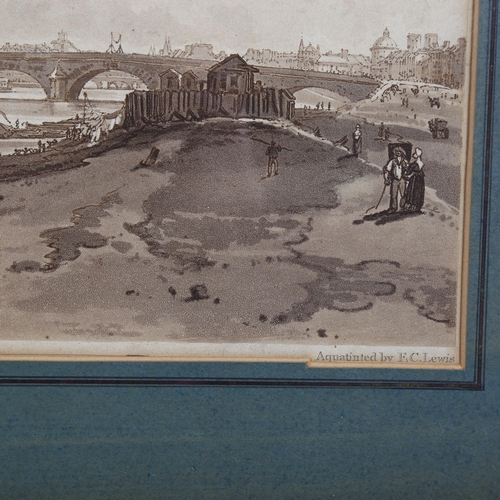 2088 - F C Lewis, after T Girtin, aquatint, Palace of Versailles, image 18cm x 45cm, framed