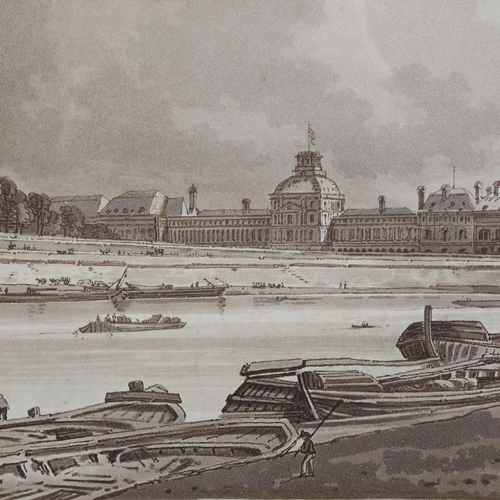 2088 - F C Lewis, after T Girtin, aquatint, Palace of Versailles, image 18cm x 45cm, framed