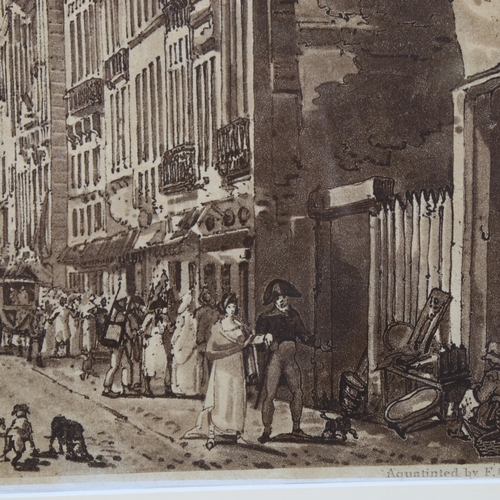 2089 - F C Lewis after T Girtin, aquatint, street scene, image 23cm x 48cm, framed