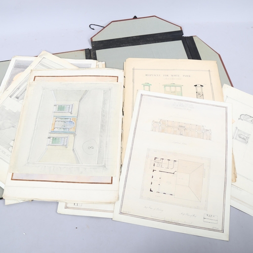 2099 - G J Farmer, folder of watercolour architectural drawings