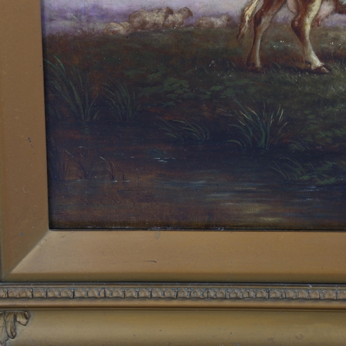 2100 - Henry Charles Bryant, oil on canvas, cattle and sheep, signed, 51cm x 77cm, framed