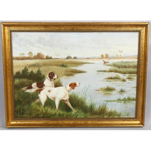 2108 - A Fisher, oil on canvas, Gundogs, signed, 49cm x 68cm, framed