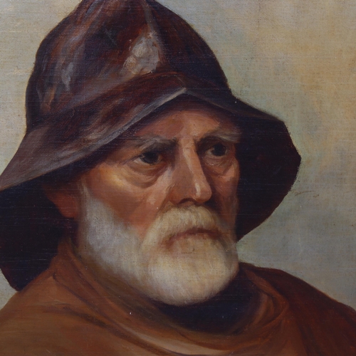 2112 - Early 20th century oil on canvas, portrait of a fisherman, unsigned, 57cm x 46cm, framed