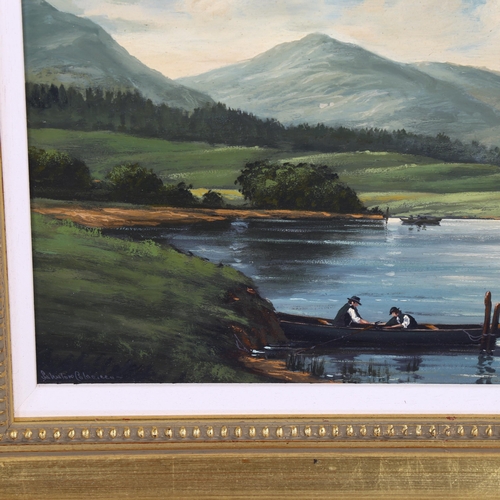 2115 - Salvatore Colacicco (born 1935), oil on board, lake scene, 28cm x 40cm