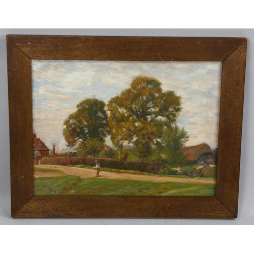 2116 - Abraham Hulk, oil on board, farm scene, signed, 29cm x 40cm, framed