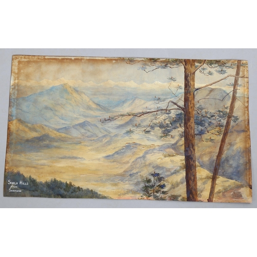 2117 - Indian School, watercolour, Simla Hills from Sanawar, signed with monogram, dated 1914, 30cm x 50cm,... 