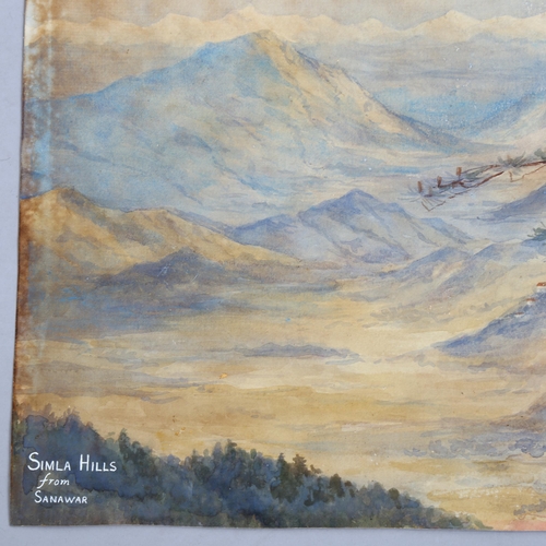 2117 - Indian School, watercolour, Simla Hills from Sanawar, signed with monogram, dated 1914, 30cm x 50cm,... 