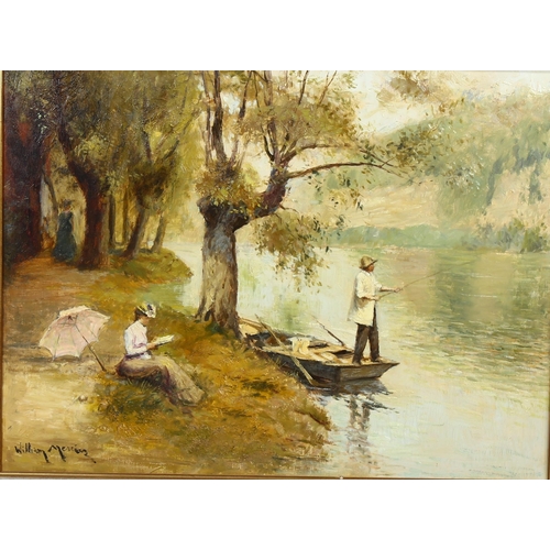 2119 - William Mercier (French, born 1939), oil on canvas, river scene, 45cm x 60cm, framed