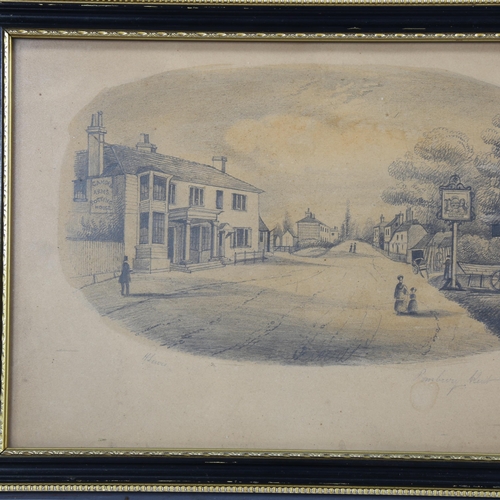 2125 - H Lewis, 19th century pencil drawing, view of Pembury Kent, signed, 19cm x 29cm, framed